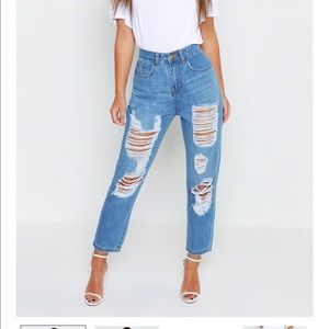 High Rise Ripped Mom Jeans